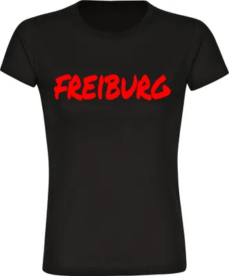 Produktbild von multifanshop Damen T-Shirt - Freiburg - Textmarker, schwarz, Größe S