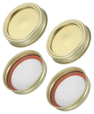 4er-Set Deckel und Ringe für Mason-Gläser, Gold, 70 mm