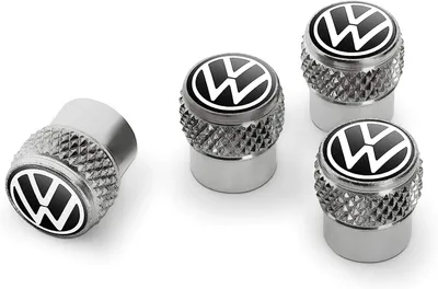 Productafbeelding van Volkswagen 000071215D Ventieldopjes, met nieuw VW-logo, voor rubberen ventielen en messing ventielen, zilverkleurig