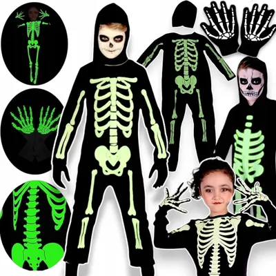 Produktbild von Toys Kinder Skelett Kostüm Halloween leuchtet im Dunkeln