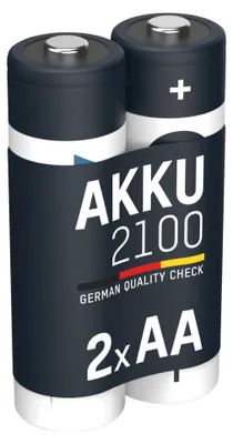 Produktbild von Ansmann Blister 2 X MAX-E Accu, AA, 2100mAh, AA / HR6, Nickel-Metallhydrid (NiMH), 1,2 V, 2100 mAh, Silber, 125 mm