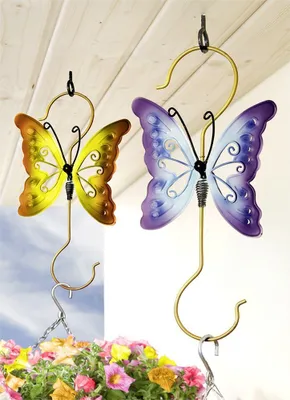 Produktbild von 2er Set Pflanz Haken Halterung Blumenampel Aufhänger SCHMETTERLING von WENKO