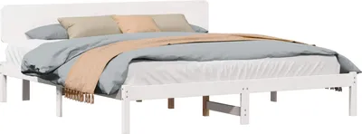 Produktbild von vidaXL Bettrahmen mit Kopfteil Weiß 180 x 200 cm Massives Kiefernholz
