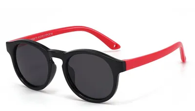Produktbild von Techsuit - Polarisierte Sonnenbrille (8308-C14), runde polarisierte Sonnenbrille für Babys mit Band - schwarz / rot