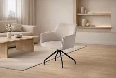 Productafbeelding van Beige, moderne, comfortabele draaistoel voor de woonkamer of eetkamer, model SK5