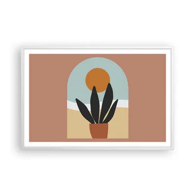 Produktbild von Gerahmtes Poster - Weißer Rahmen - Minimalistisch Fenster Blume - 91,5x61 cm - Wand Bild - Wanddeko - Wandbilder - Kunstposter - Wandposter - Bilderrahmen - Bilder - Kunstdruck - P2WAA91x61-4473