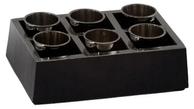 Immagine prodotto di Vassoio con 6 Bicchieri 17,5x11xh4,5 cm in Legno e Alluminio