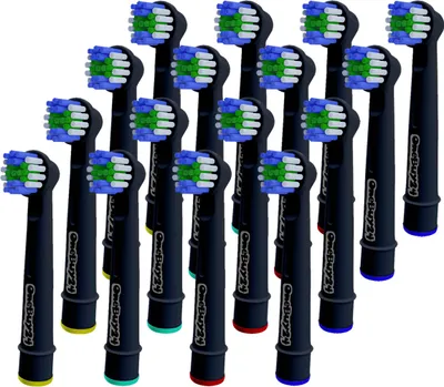 Produktbild von 16 Stück Aufsteckbürsten kompatibel für Oral-B Ersatzbürsten Bürstenköpfe SCHWARZ