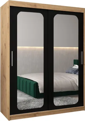 Produktbild von MEBLE KRYSPOL Promo 3150 Schlafzimmerschrank zwei Schiebetüren - Artisan + Mattschwarz