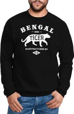Produktbild von Sweatshirt Herren Bengal Tiger Schriftzug Grafik Logo Rundhals-Pullover Neverless® schwarz S