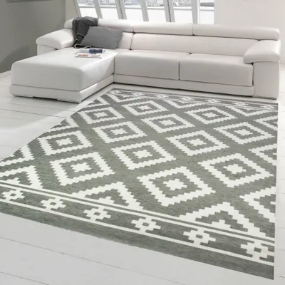 Obrázek produktu pro Koberec moderní orientální koberec do obývacího pokoje Koberec s marockým vzorem v šedobílé barvě Velikost - 160 x 230 cm