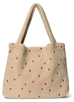 Zdjęcie produktu dla Studio Noos Tasche TEDDY HEARTS – torba dla mamy, kolor ecru/czerwony | 58x42 cm
