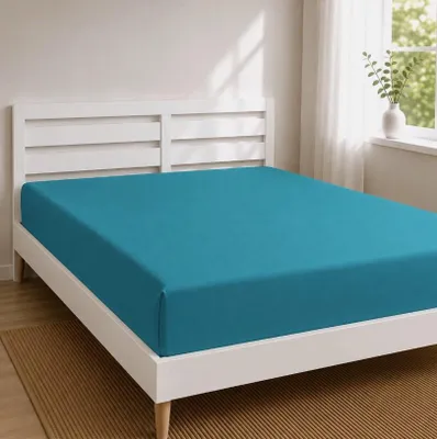 Produktbild von Jersey Spannbettlaken 2er Set 100 % Baumwolle 135 g/m² bis 30 cm Steghöhe,100 x 200 cm,Türkis