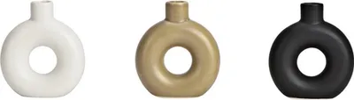 Produktbild von Vase für Trockenblumen aus Keramik schwarz, weiß, beige 3er-Set