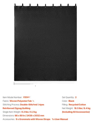 Productafbeelding van Geluidsabsorberende panelen, effectieve geluidsreductie, robuuste constructie, 2 stuks van 96x80 inch