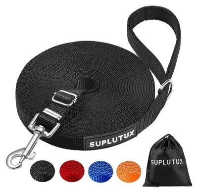 Produktbild von Schleppleine für Hunde, Verstellbare Laufleine mit Gepolstertem Griff, Schwarz, 5m