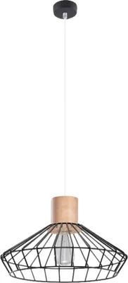 Produktbild von Pendelleuchte Stahl schwarz, Holz natur 37 cm