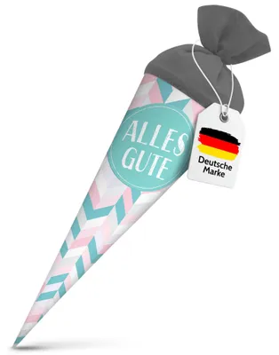Produktbild von itenga Geschwister Schultüte 35cm Muster Streifen ALLES GUTE Pastellfarben