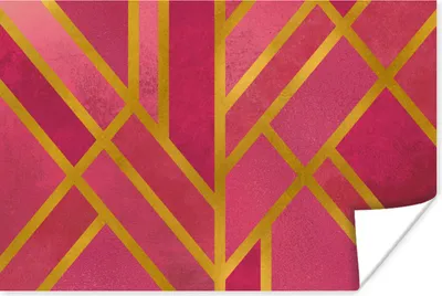 Produktbild von MuchoWow® Poster Gold - Design - Rosa 120x80 cm - Bilder