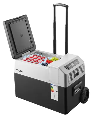 Obrázek produktu pro Chladicí box VEVOR s kompresorem, 30 l, autochladnička s rukojetí, ovládáním přes aplikaci a kolečky, 12 V/24 V DC, 100–240 V AC, -22 °C až 10 °C, elektrický mrazicí box pro nákladní vozy, dodávky, obytné vozy, SUV, cestování a kempování