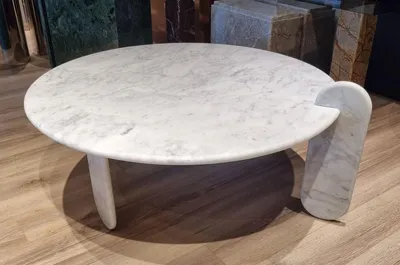 Image de Casa Padrino Table basse de luxe en marbre blanc 140 cm - Meubles de salon de luxe