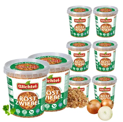 Produktbild von WICHTEL Röstzwiebeln laktosefrei 8 x 170g - Kross, Aromatisch, Ohne Palmöl, Ohne künstliche Aroma, Halal
