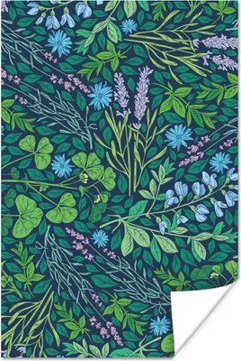 Produktbild von MuchoWow® Poster Kunst - Blumen - Grünzeug - Blätter 60x90 cm - Wanddekoration
