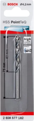 Immagine prodotto di Punta elicoidale in metallo HSS PointTeQ, DIN 338, 4,2 mm, confezione da 1 pz