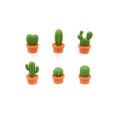 Image de QUALY - Lot de 6 aimants pour réfrigérateur en plastique « Cactus »