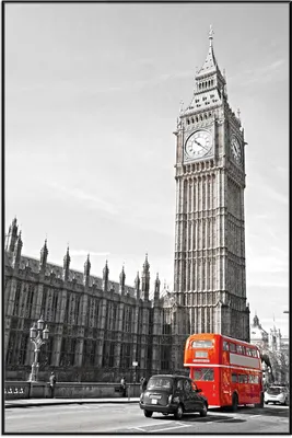 Produktbild von Wallario Wandbild London Red Bus, Größe: 61 x 91,50 cm, Poster mit schwarzem Aluminiumrahmen