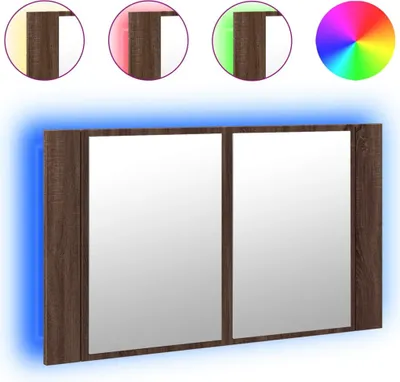 Obrázek produktu pro vidaXL LED zrcadlová skříňka hnědý dubový vzhled 80x12x45 cm akrylátová