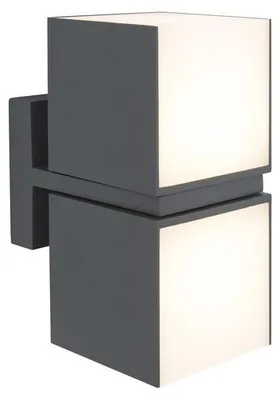 Produktbild von LUTEC CUBA, Wandbeleuchtung für den Außenbereich, Grau, Aluminium, Polycarbonat (PC), IP54, Fassade, I