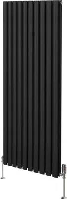Obrázek produktu pro Oválné trubkové otopné těleso a chromované termostatické ventily - 1600 mm x 600 mm - černá barva