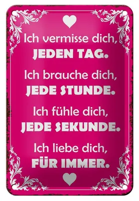 Produktbild von Blechschild Spruch 12x18cm ich vermisse dich jeden Tag