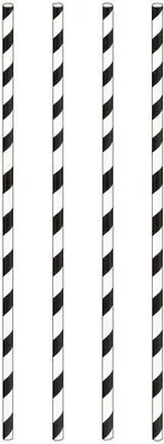 Produktbild von 150x Trinkhalme aus Papier dick schwarz gestreift Ø8mm 25cm