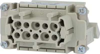 Produktbild von HARTING Han 10E Anschlussverteiler Buchseneinsatz (F) ""links"" Schraubanschluss, 10-polig+PE 500V, 16A - 1 Stück