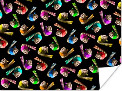 Produktbild von MuchoWow® Poster Muster - Regenbogen - Mädchen mit einem Perlenohrring 120x90 cm - Wandbild