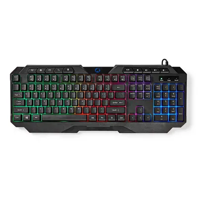 Image de Nedis Wired Gaming Keyboard - USB Type-A - touches à membrane - LED - QWERTY - disposition américaine - alimentation par USB - longueur du cordon d'alimentation : 1.30 m - multimédia