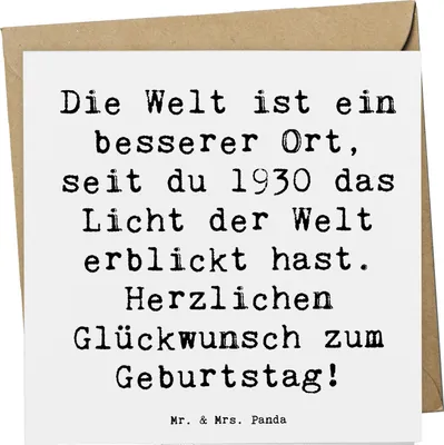 Produktbild von Mr. & Mrs. Panda Grußkarte Spruch 1930 Geburtstag - Weiß - Geschenk, Happy Birthday, Glückwunschkarte, Jahrgang, Alter, wertvolle Erinnerungen, doppelkarte, anlasskarte