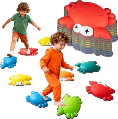 Produktbild von COSTWAY Balanciersteine für Kinder, Stapelsteine rutschfest, Flusssteine, Stepping Stones bis 80 kg Belastbar, Sensorisches Spielzeug für Kinder 3+