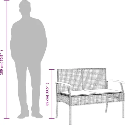 Image de vidaXL Banc de jardin avec coussins Beige Poly rotin acacia