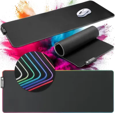 Immagine prodotto di Xantron® MousePad-RGB-1 Tappetino per mouse a LED RGB 800x300 XXL di grandi dimensioni con scorrimento perfetto /tappetino da scrivania da gioco/tappetino per mouse illuminato