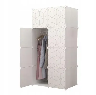Zdjęcie produktu dla Szafa modułowa ubraniowa geometric garderoba organizer biała duża pojemna