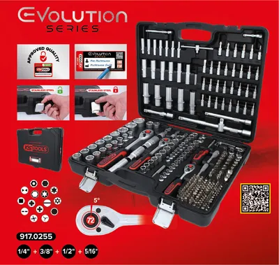 Produktbild von KS TOOLS 917.0255 Steckschlüsselsatz 1/4, 3/8, 1/2 917.0255 (917.0255)