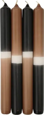 Produktbild von INNA-Glas Dip Dye Stabkerzen LISSITA, 4 Stück, schwarz-caramel, 25cm, Ø2,3cm, 11h - Tafelkerze