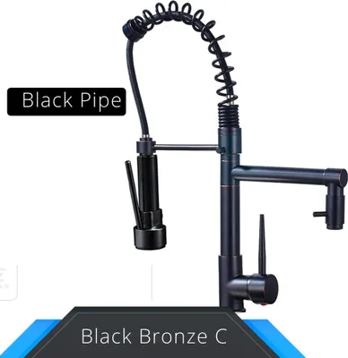 Produktbild von Linuode Schwarz und Rose Golden Spring Pull Down Küchenspüle Wasserhahn Heiß- und Kaltwassermischer Kranhahn mit Doppelauslauf Deck montiert,ORB JB H