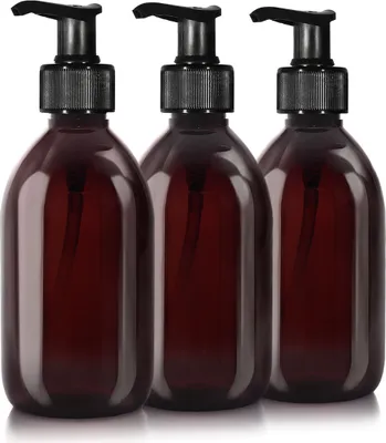 Image de 3 flacons distributeurs de savon de 300 ml, plastique, marron