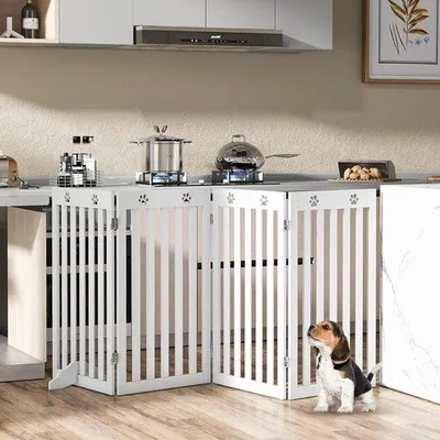 Image de Clôture pour chiens, hauteur 89 cm, clôture de protection en bois
