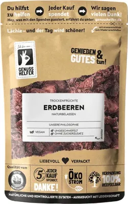 Produktbild von Erdbeeren, getrocknet, Trockenfrüche ohne Zuckerzusatz & ungeschwefelt, 100g