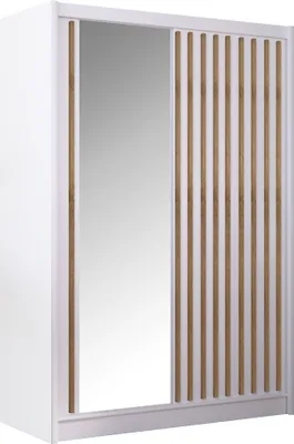 Produktbild von Kondela Kleiderschrank mit Schiebetüren Ladder 150 – Weiß / Eiche Craft